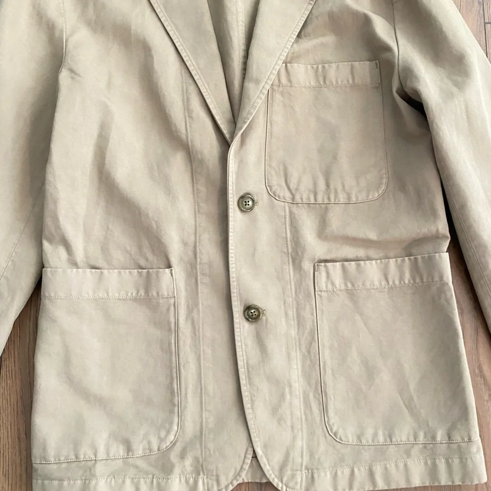 J Crew NWT Garment‎ Dyed Chino Suit Jacket Linen Blend Men’s 36 AX270 Tan Khaki
